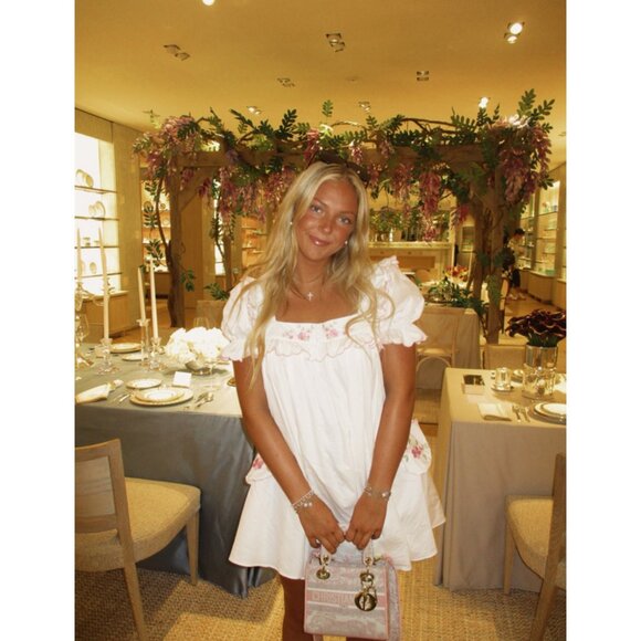 FOR LOVE & LEMONS  Tea Time Babydoll Mini Dress in White Size Small - Picture 2 of 16